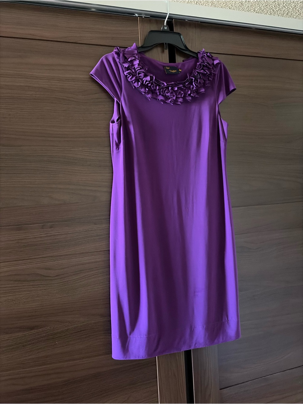 Just...Taylor Purple Ruffle-Neck Cap Sleeve Dress